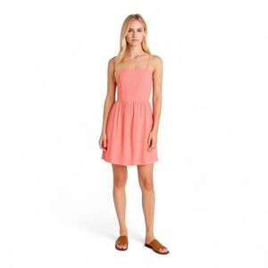 Square Neck‎ Smocked Summer Lightweight Tank Dress Coral sz M NWT